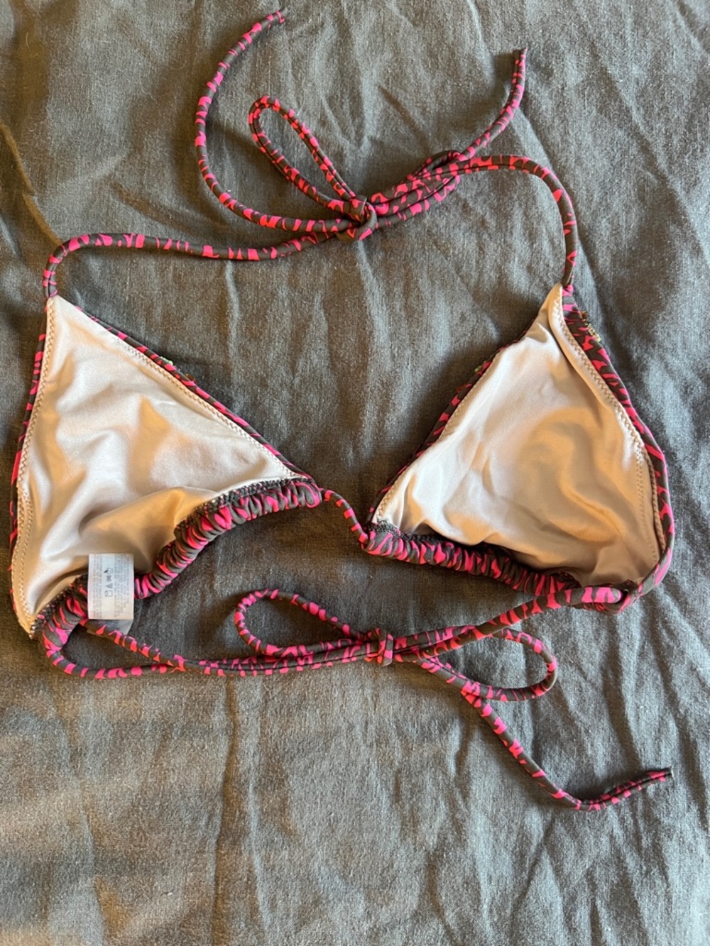 Victoria's Secret Pink and Green Sequin Embellished Triangle Bikini Top - Picture 2 of 3